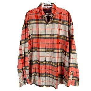 Wrangler Twenty X Oxforf Shirt Button Down XXL Orange Plaid Cotton Long Sleeve